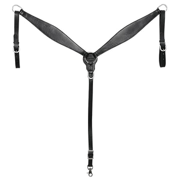 HILASON Western Horse Headstall Breast Collar Set Tack Genuine American Leather Plain Black